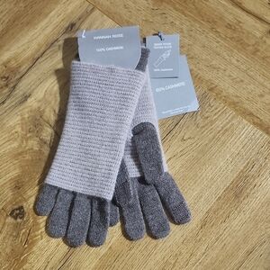 Hannah Rose Soft Light and Dark Brown Cashmere Gloves